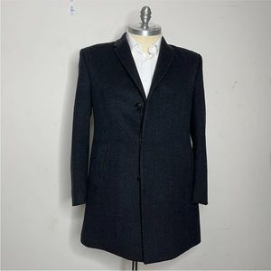 Kenneth Cole Overcoat Mens Gray Wool Blend Herringbone Size 42R
